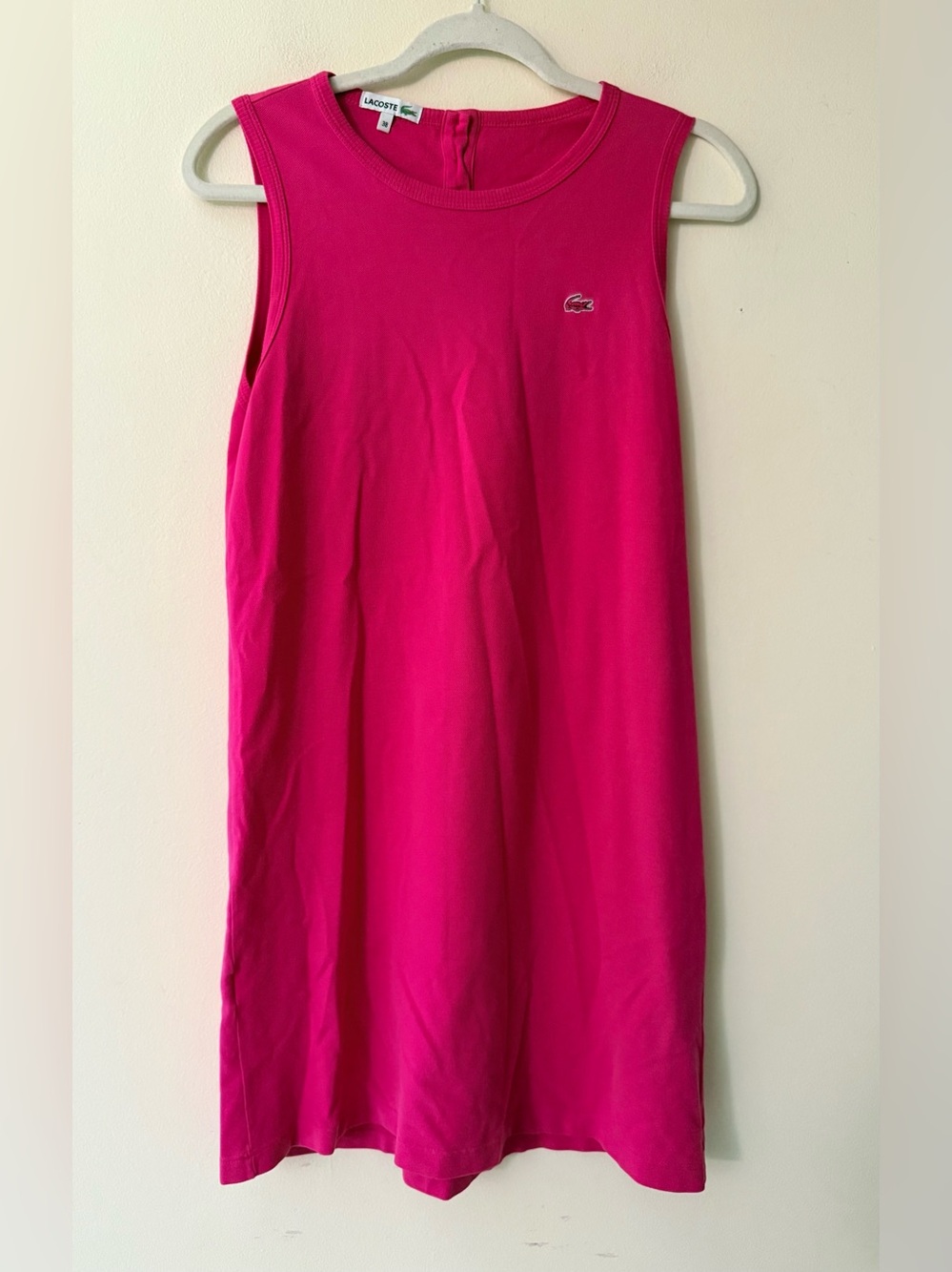 Lacoste Bright Pink A-Line Sleeveless Shift Dress, size 38 (approximately US 6)